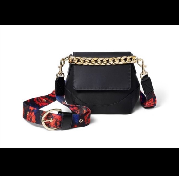 Rachel Comey Handbags - NWOT Rachel Comey Target Black Blue Red Gold Chain Floral Nylon Crossbody Purse